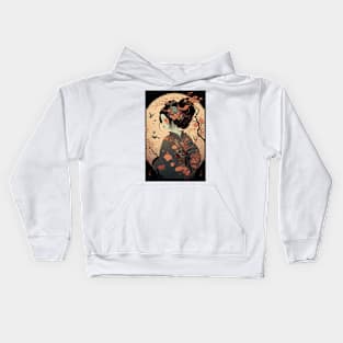 Geisha in the Autumn - Art Nouveau Style Kids Hoodie